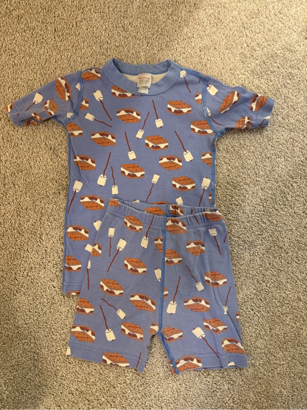 Hanna Andersson Blue S'mores Print Short John Pajamas